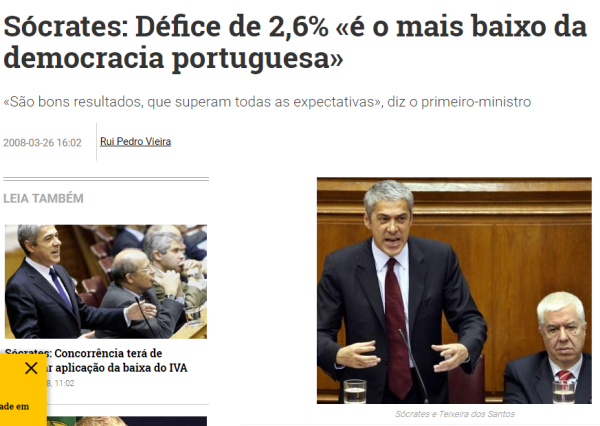 Sócrates Défice de 2 6 «é o mais baixo da democracia portuguesa» TVI24